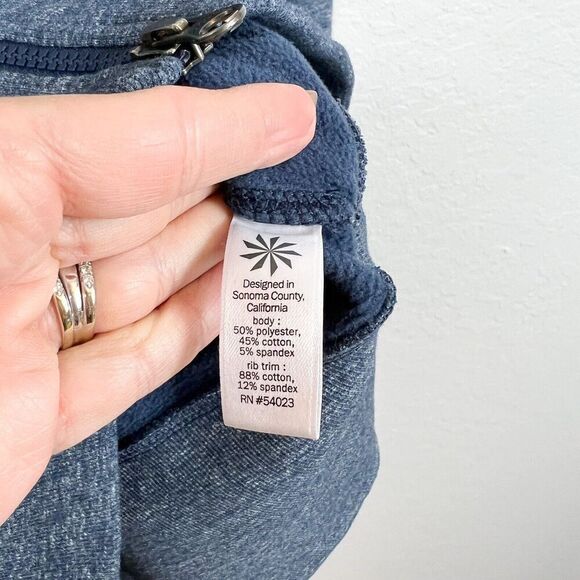 ATHLETA Blue Long Zip Up Hooded Sweatshirt with Thumbholes Size Small - Picture 8 of 10